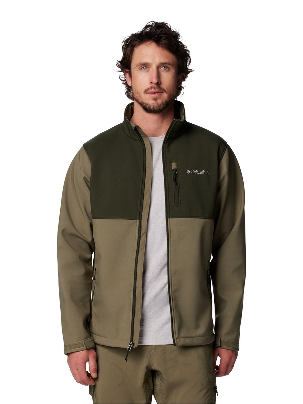 Columbia Men's Two-Tone Olive Green Softshell Performance Jacket